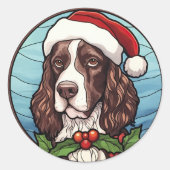 Engelse Springer Spaniel Gebrandschilderde Glas Ke Ronde Sticker (Voorkant)
