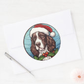 Engelse Springer Spaniel Gebrandschilderde Glas Ke Ronde Sticker (Envelop)