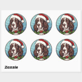 Engelse Springer Spaniel Gebrandschilderde Glas Ke Ronde Sticker (Vel)