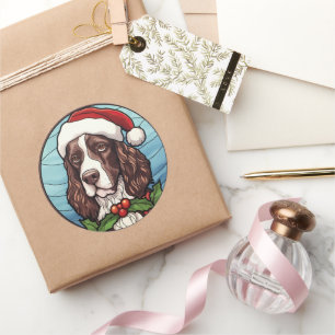 Engelse Springer Spaniel Gebrandschilderde Glas Ke Ronde Sticker