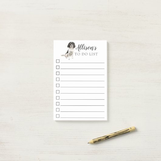 Engelse Springer Spaniel, gepersonaliseerd om lijs Post-it® Notes (Op bureau)