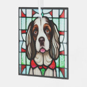 Engelse Springer Spaniel "Glas in lood" Glas Ornament (Voorkant links)