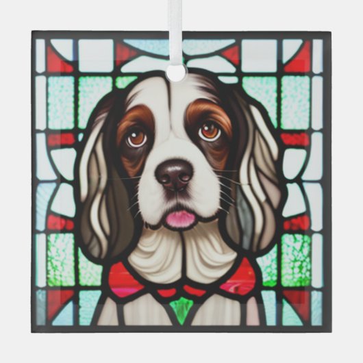 Engelse Springer Spaniel "Glas in lood" Glas Ornament (Voorkant)