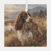 Engelse Springer Spaniel Glas Ornament (Achterkant)