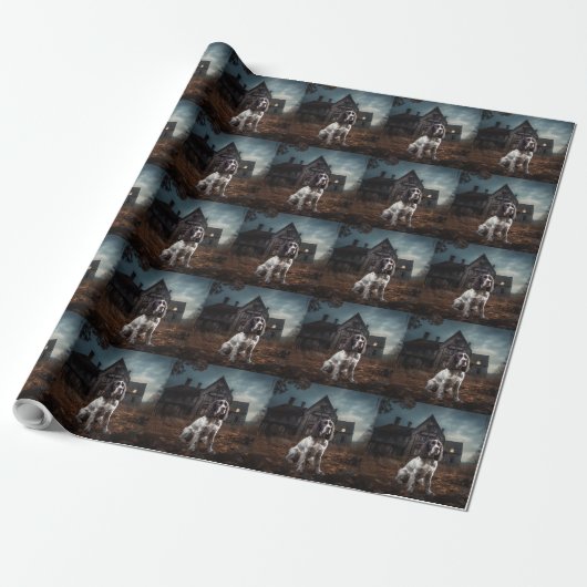 Engelse Springer Spaniel Halloween Griezelen Cadeaupapier (Uitgerold)