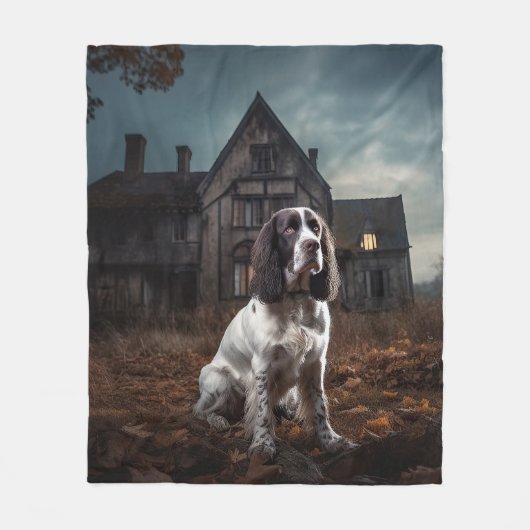 Engelse Springer Spaniel Halloween Griezelen Fleece Deken (Voorkant)