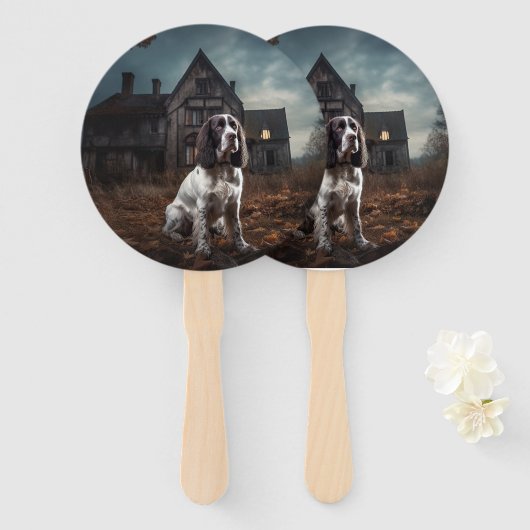 Engelse Springer Spaniel Halloween Griezelen Handwaaier (Voorkant en achterkant)