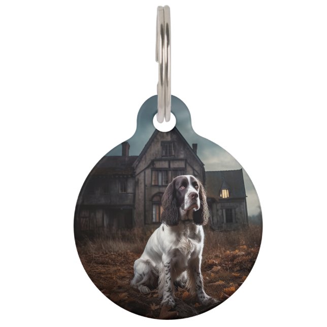 Engelse Springer Spaniel Halloween Griezelen Huisdierpenning (Voorkant)