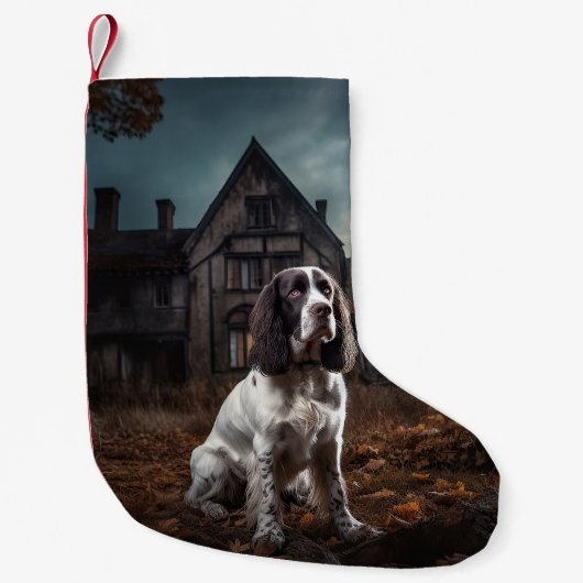 Engelse Springer Spaniel Halloween Griezelen Kleine Kerstsok (Voorkant)