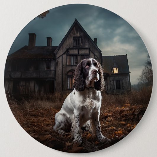Engelse Springer Spaniel Halloween Griezelen Ronde Button 6,0 Cm (Voorkant)