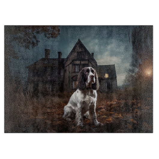 Engelse Springer Spaniel Halloween Griezelen Snijplank (Voorkant)