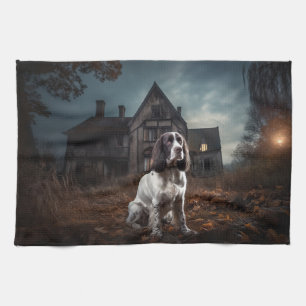 Engelse Springer Spaniel Halloween Griezelen Theedoek