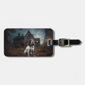 Engelse Springer Spaniel Halloween Scary Bagagelabel (Voorkant horizontaal)