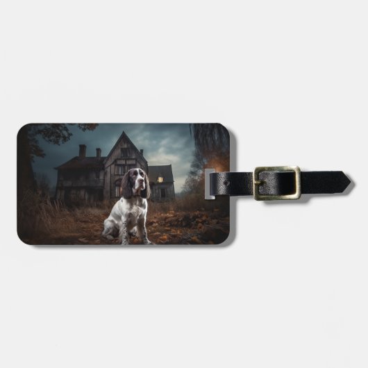 Engelse Springer Spaniel Halloween Scary Bagagelabel (Voorkant horizontaal)