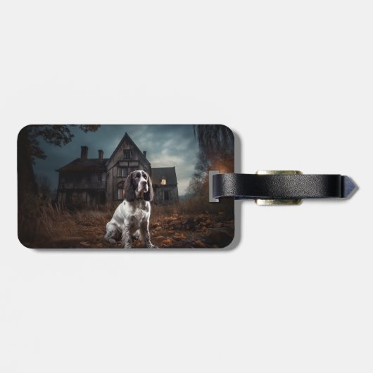 Engelse Springer Spaniel Halloween Scary Bagagelabel (Achterkant horizontaal)