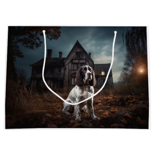 Engelse Springer Spaniel Halloween Scary Groot Cadeauzakje (Voorkant)