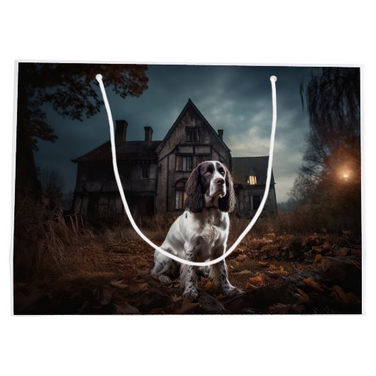 Engelse Springer Spaniel Halloween Scary Groot Cadeauzakje (Achterkant)