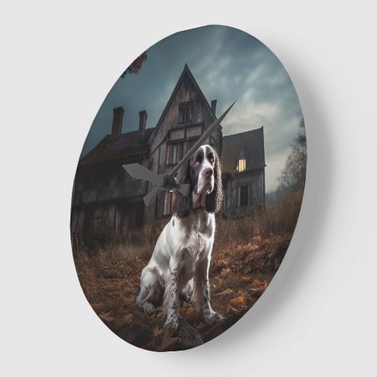Engelse Springer Spaniel Halloween Scary Grote Klok (Hoek)