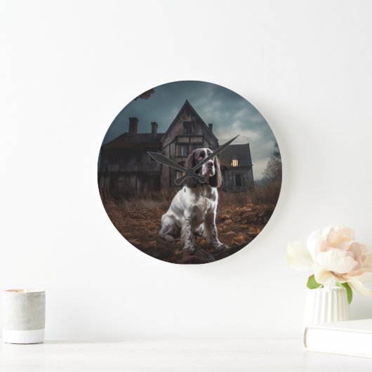 Engelse Springer Spaniel Halloween Scary Grote Klok (Huis)
