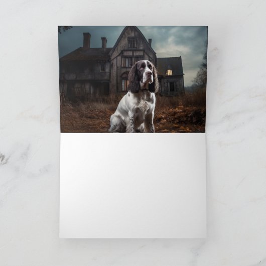 Engelse Springer Spaniel Halloween Scary Kaart (Binnen)