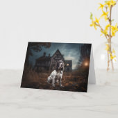Engelse Springer Spaniel Halloween Scary Kaart (Gele Bloem)