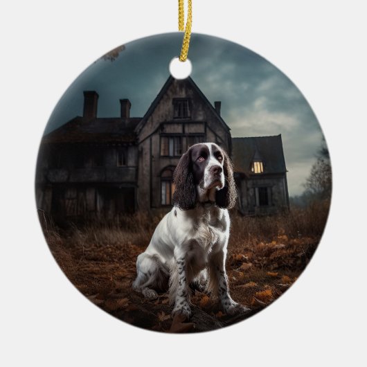 Engelse Springer Spaniel Halloween Scary Keramisch Ornament (Voorkant)