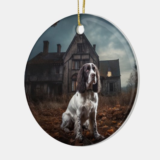 Engelse Springer Spaniel Halloween Scary Keramisch Ornament (Links)