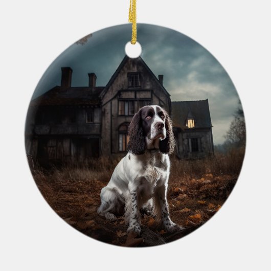 Engelse Springer Spaniel Halloween Scary Keramisch Ornament (Achterkant)