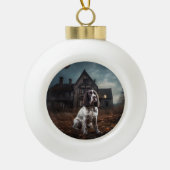 Engelse Springer Spaniel Halloween Scary Keramische Bal Ornament (Voorkant)