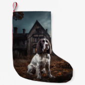 Engelse Springer Spaniel Halloween Scary Kleine Kerstsok (Voorkant)