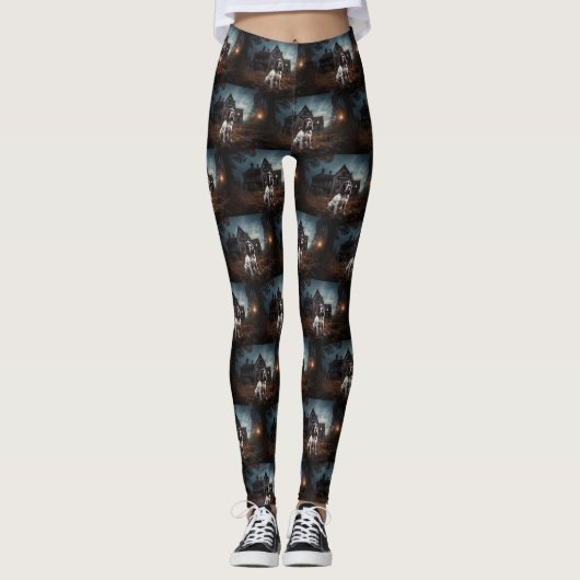 Engelse Springer Spaniel Halloween Scary Leggings (Voorkant)