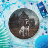 Engelse Springer Spaniel Halloween Scary Papieren Bordje (Feest)