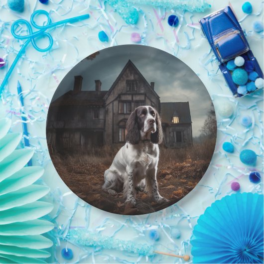 Engelse Springer Spaniel Halloween Scary Papieren Bordje (Feest)