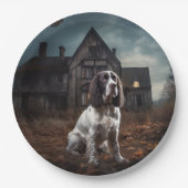 Engelse Springer Spaniel Halloween Scary Papieren Bordje (Voorkant)