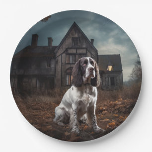 Engelse Springer Spaniel Halloween Scary Papieren Bordje