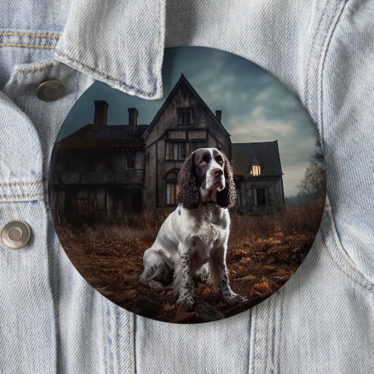 Engelse Springer Spaniel Halloween Scary Ronde Button 6,0 Cm (In situ)