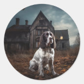 Engelse Springer Spaniel Halloween Scary Ronde Sticker (Voorkant)