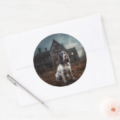 Engelse Springer Spaniel Halloween Scary Ronde Sticker (Envelop)