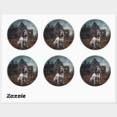 Engelse Springer Spaniel Halloween Scary Ronde Sticker (Vel)