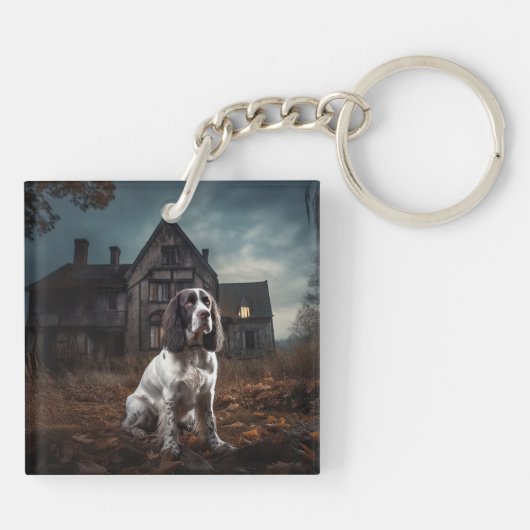 Engelse Springer Spaniel Halloween Scary Sleutelhanger (Achterkant)