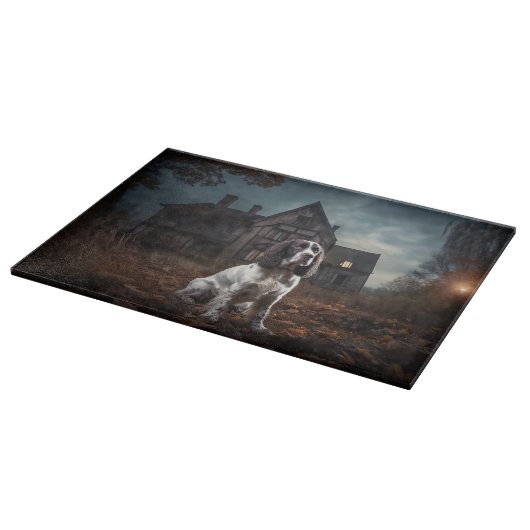 Engelse Springer Spaniel Halloween Scary Snijplank (Hoek)