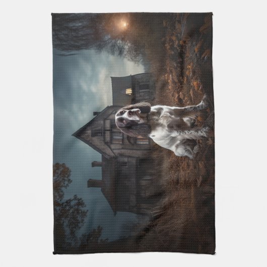 Engelse Springer Spaniel Halloween Scary Theedoek (Verticaal)