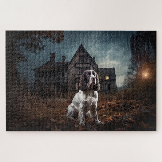 Engelse Springer Spaniel Halloween Verschrikkelijk Legpuzzel (Horizontaal)