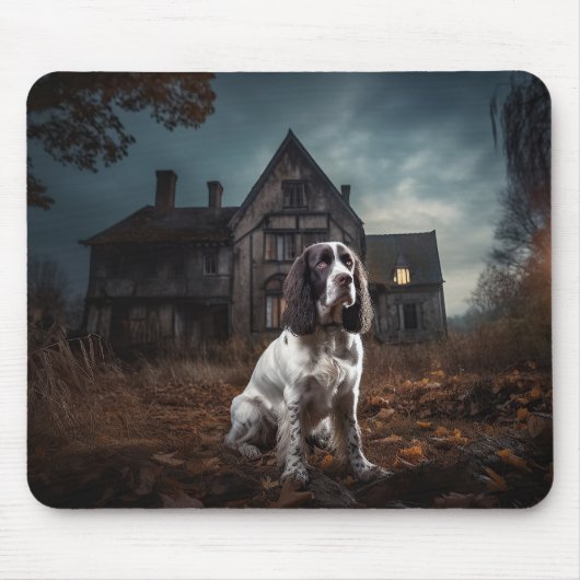 Engelse Springer Spaniel Halloween Verschrikkelijk Muismat (Voorkant)