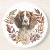 Engelse Springer Spaniel Hond Herfst krans Zandsteen Onderzetter (Voorkant)
