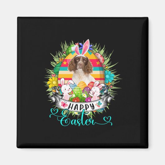 Engelse Springer Spaniel hond in paaseieren schets Magneet (Voorkant)