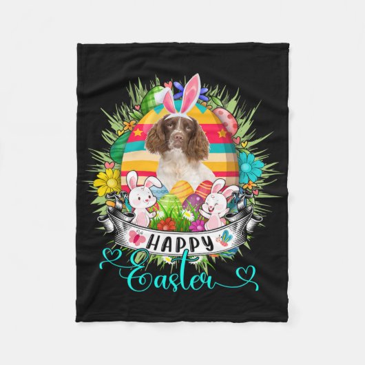 Engelse Springer Spaniel hond in Pasen eieren sche Fleece Deken (Voorkant)