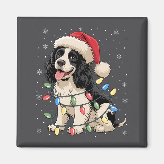 Engelse Springer Spaniel Hond Kerstboom Lichtjes Magneet (Voorkant)