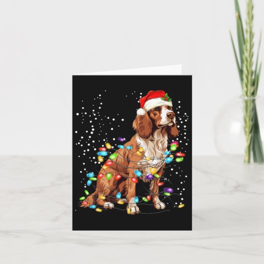 Engelse Springer Spaniel Hond Kerstverlichting Xma Kaart (Voorkant)