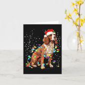 Engelse Springer Spaniel Hond Kerstverlichting Xma Kaart (Gele Bloem)